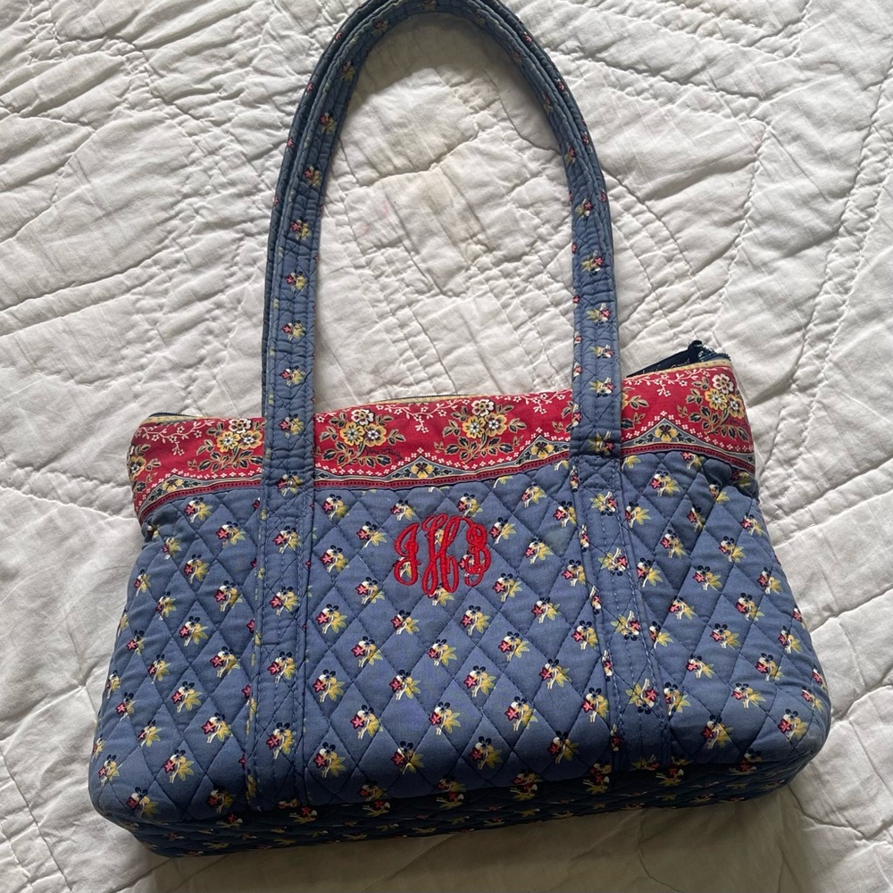Vera Bradley Floral Quilted Blue Shoulder Bag - Picture 2 of 10